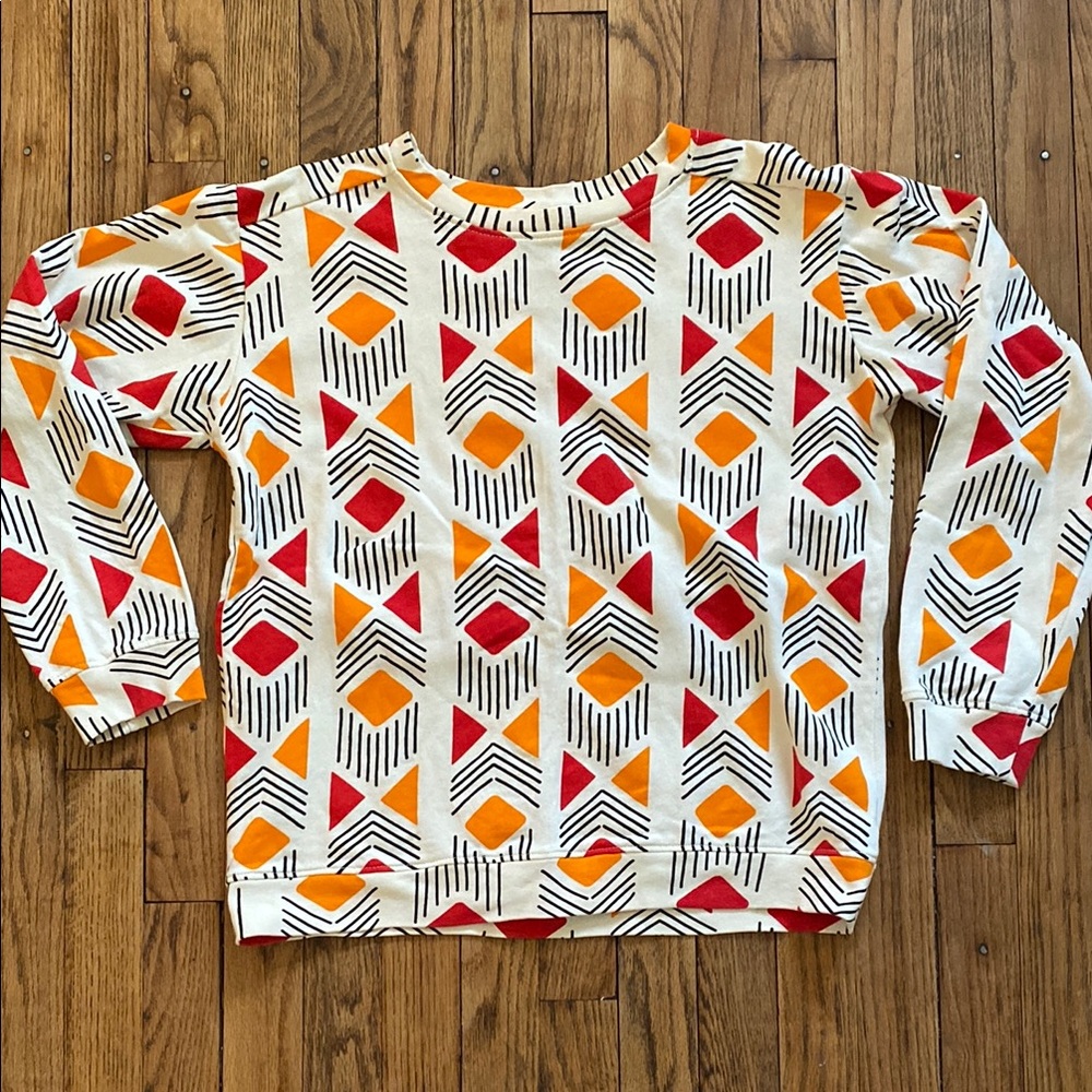 Geometric Pattern Kids Shirt - Red, Orange, White